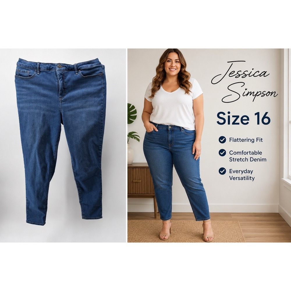 Jessica Simpson Women's Size 16 Blue Skinny Jeans Mid Rise Stretch Casual Denim